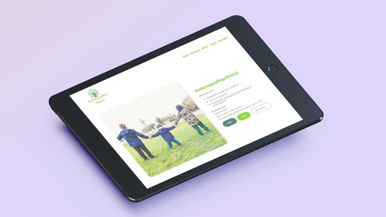 Kindertagespflege KRÜMEL – Konzeption und Umsetzung der Homepage